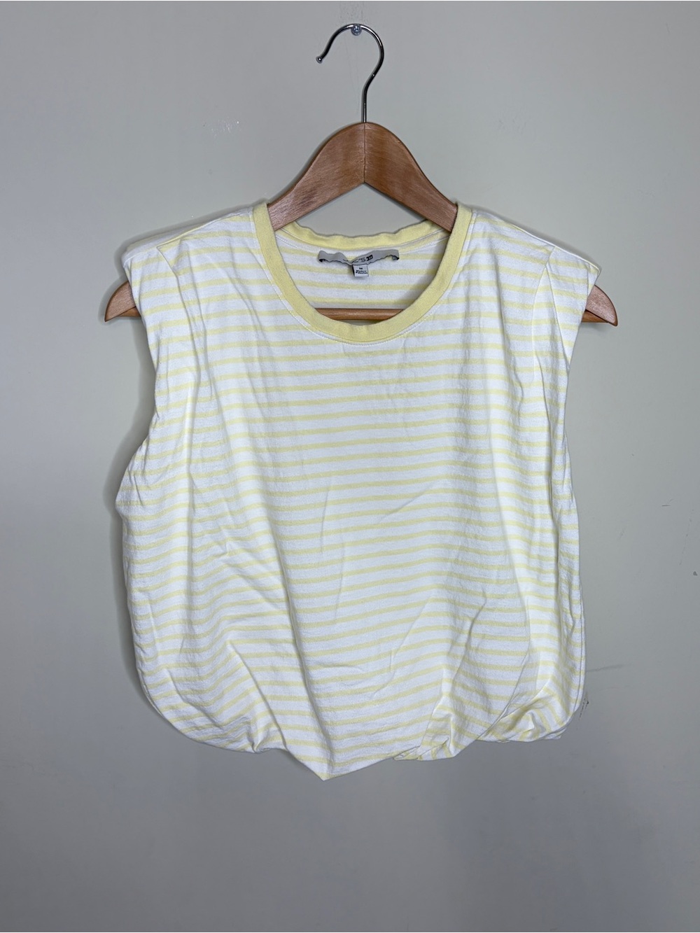 Joes Jeans Striped Yellow Sleeveless Bubble Hem Crop Top Medium